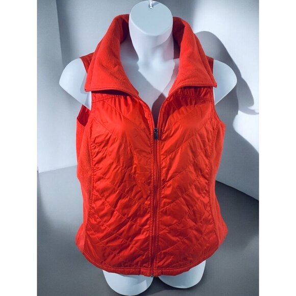 Columbia Women XL Quilted Fleece Zip Front Vest Red Lightweight Outdoor Layering - Picture 9 of 10